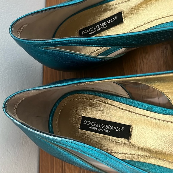 Dolce & Gabbana Metallic Striped See Through Clear Ballet Flats - Picture 5 of 16